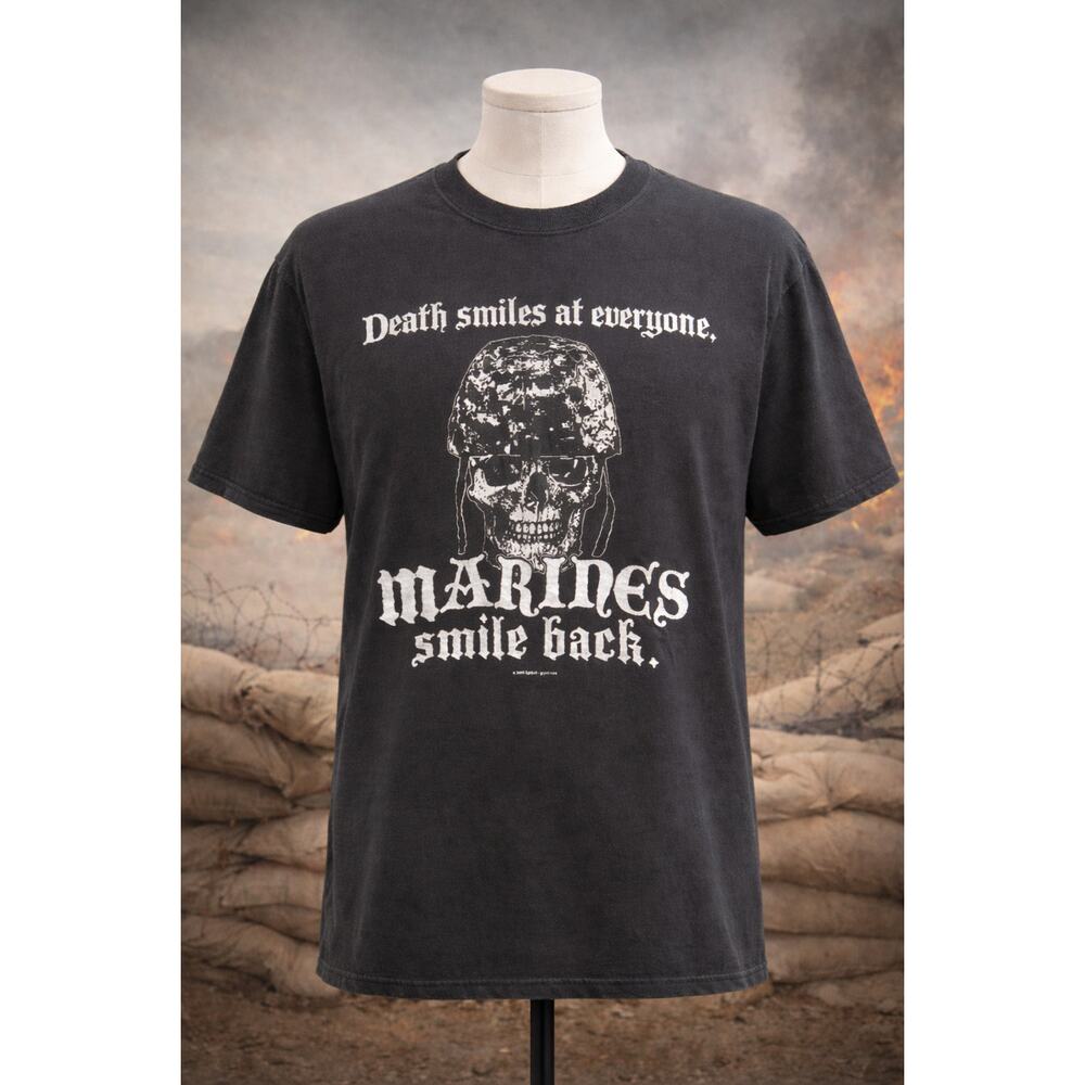 Sgt Grit Marines Skull Graphic Tee L Black Military Grunt Style